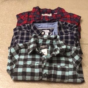 Three Button Down Plaid Shirts Boys